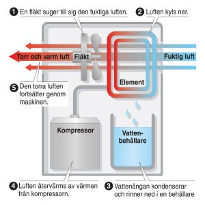 Kondenseringsavfuktare energieffektiv avfuktare f&ouml;r uppv&auml;rmda utrymmen