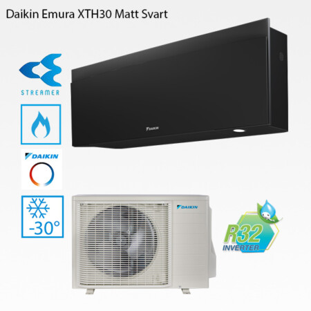 Daikin Emura XTH 30 Svart med Nepura+ utomhusdel