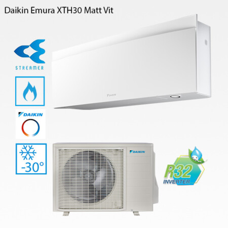 Daikin Emura XTH 30 Vit med Nepura+ utomhusdel